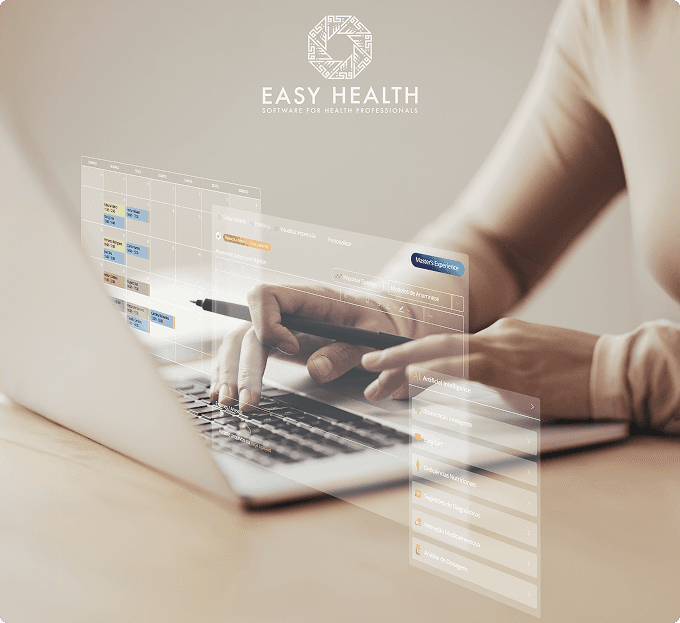 Tablets e celular com telas do Easy Health